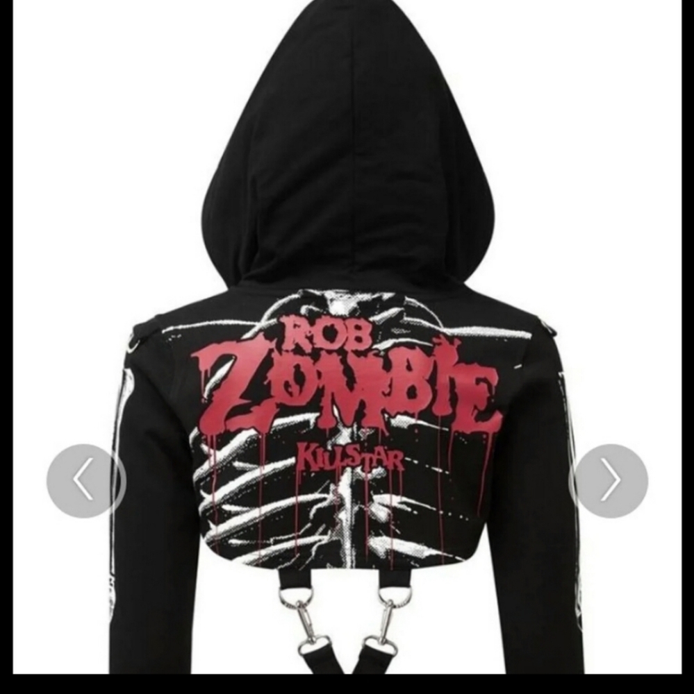 Rob Zombie X Killstar Dead Girl Hooded Crop Top Size S - Picture 3 of 5